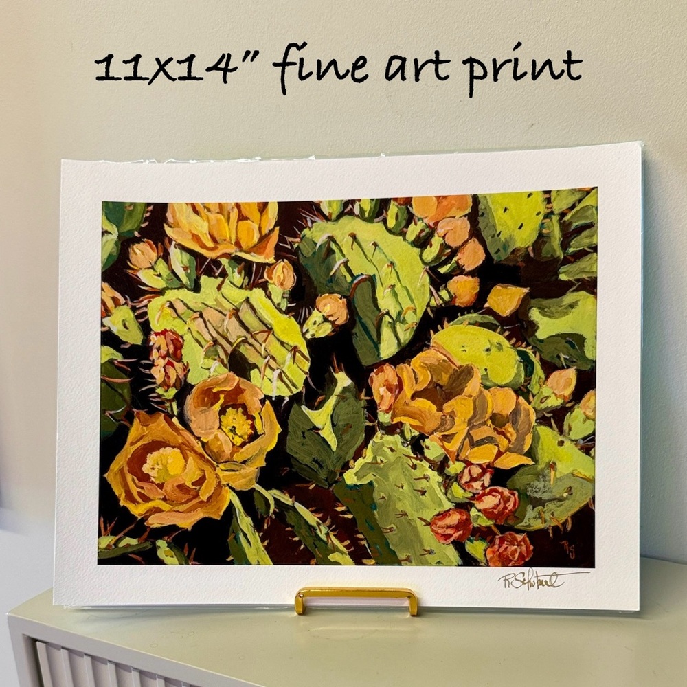 Blooming Cactus Fine Art Print- Floral Paintings, hand signed artwork 11x14”